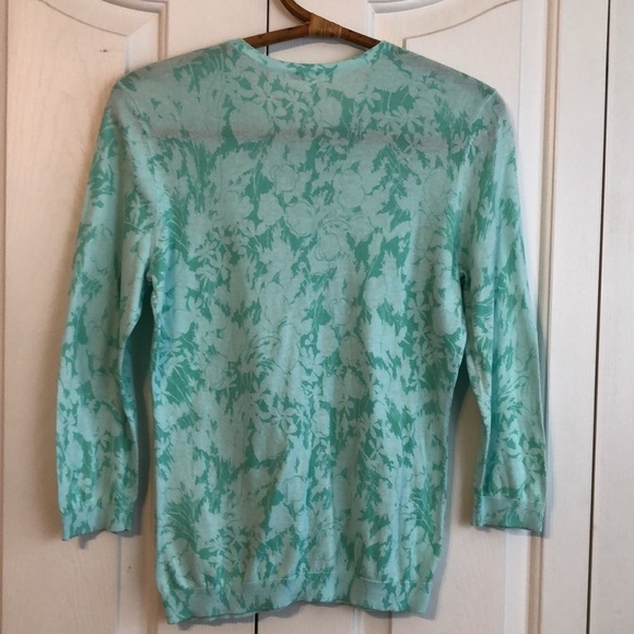 Halogen Floral Mint Green Lightweight Sweater Cardigan Size Medium - Picture 6 of 8